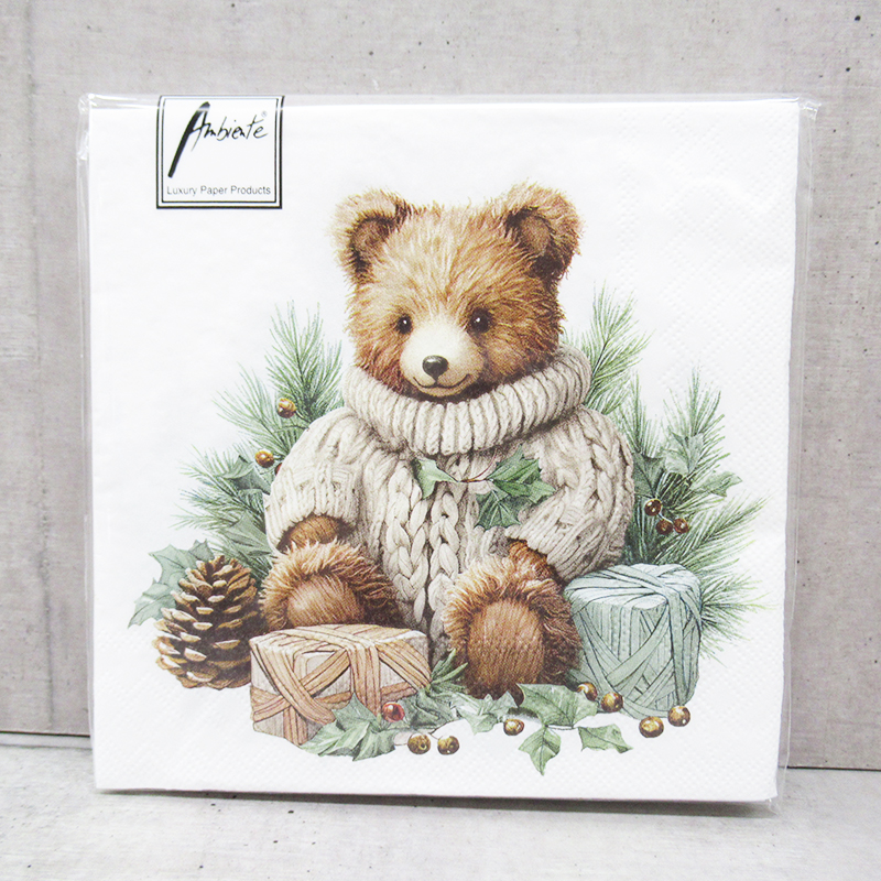 Ambiente クリスマスペーパーナプキン Cuddle bear